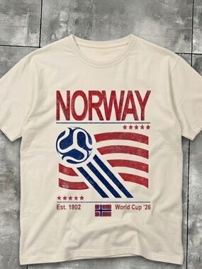 Vintage Norway Soccer Shirt, Retro 90s Flag Norway Team Soccer white off
